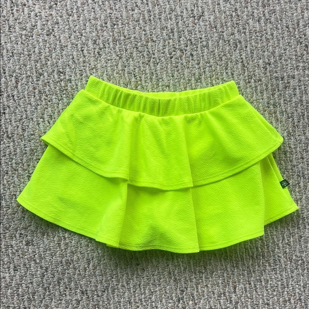 Pixie Lane Girls Neon Yellow Tiered Ruffle Skort